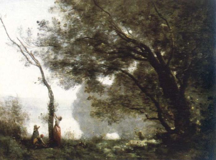 Jean Baptiste Camille  Corot souvenir de mortefontaine oil painting image